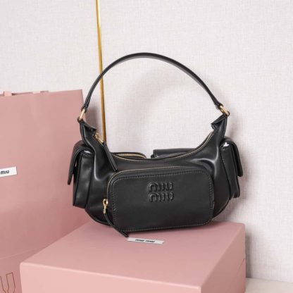 Replica Miu Miu Nappa leather Pocket bag Black #6092 - Image 2