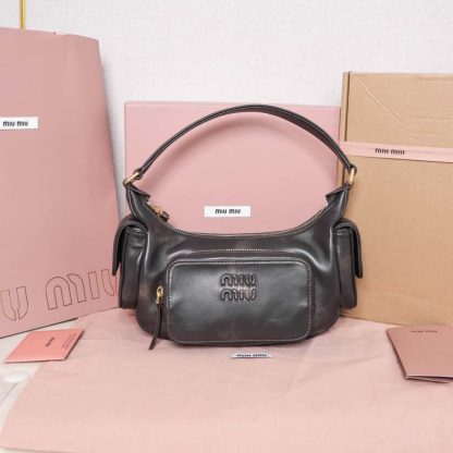 Replica Miu Miu Nappa leather Pocket bag Coffee #6094 - Image 2