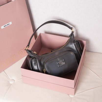 Replica Miu Miu Nappa leather Pocket bag Coffee #6094 - Image 14