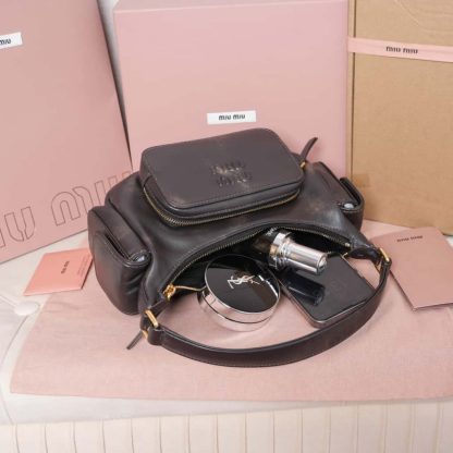 Replica Miu Miu Nappa leather Pocket bag Coffee #6094 - Image 16