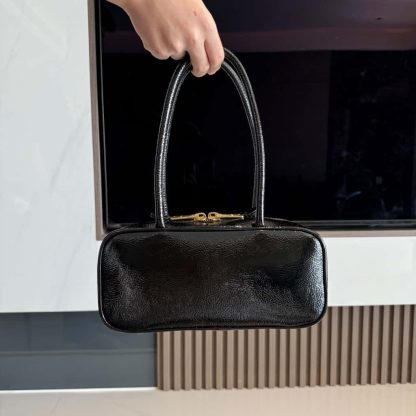 Replica Miu Miu Beau naplak patent leather bag black #6090 - Image 10