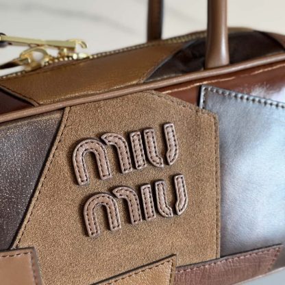 Replica Miu Miu Cognac Beau leather patchwork bag #6087 - Image 18