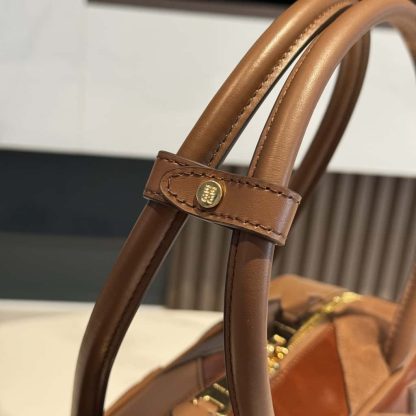 Replica Miu Miu Leather patchwork Beau bag Cognac #6088 - Image 9