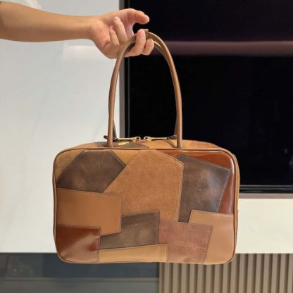 Replica Miu Miu Leather patchwork Beau bag Cognac #6088 - Image 3