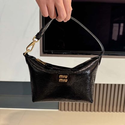 Replica Miu Miu Naplak patent leather pouch black #6089 - Image 2