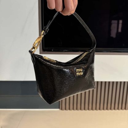 Replica Miu Miu Naplak patent leather pouch black #6089 - Image 9