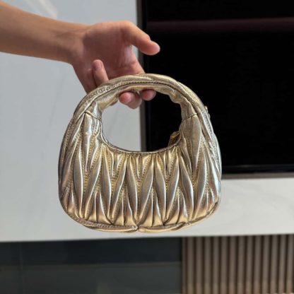 Replica Miu Miu Wander matelassé nappa leather hobo mini-bag Pyrite #6064 - Image 10