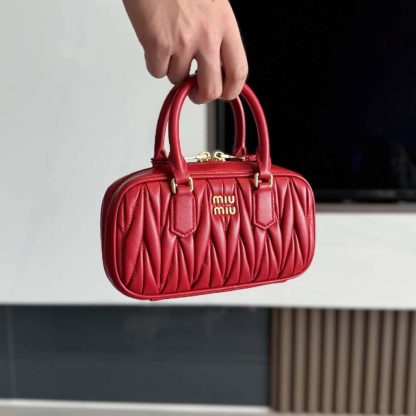 Replica Miu Miu Arcadie matelassé nappa leather mini-bag Red #6060 - Image 3