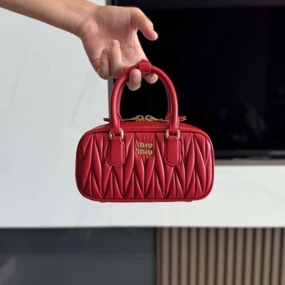 Replica Miu Miu Arcadie matelassé nappa leather mini-bag Red #6060 - Image 4