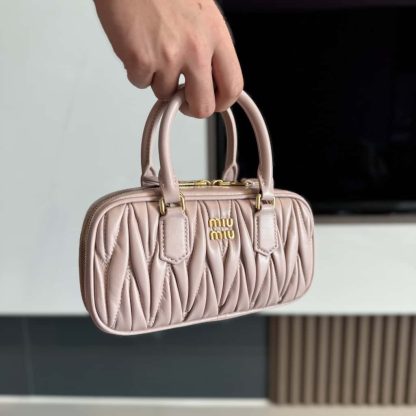 Replica Miu Miu Arcadie matelassé nappa leather mini-bag Powder Pink #6059 - Image 3