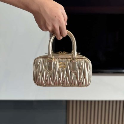 Replica Miu Miu Arcadie matelassé nappa leather mini-bag Pyrite #6058 - Image 2