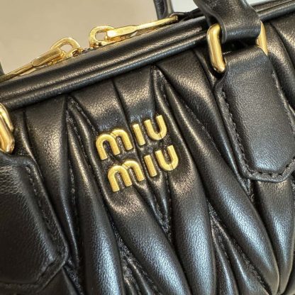 Replica Miu Miu Arcadie matelassé nappa leather mini-bag Black #6057 - Image 6