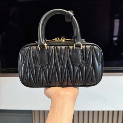 Replica Miu Miu Arcadie matelassé nappa leather mini-bag Black #6057 - Image 8