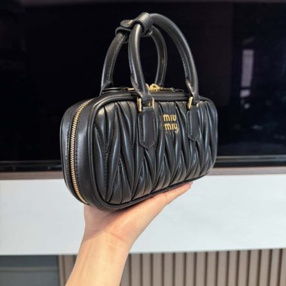 Replica Miu Miu Arcadie matelassé nappa leather mini-bag Black #6057 - Image 2