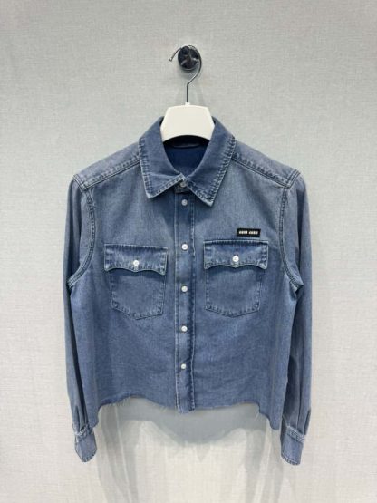 Replica Miu Miu chambray Denim shirt 2025 #6046 - Image 5