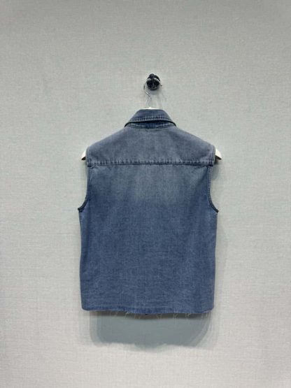 Replica Miu Miu Sleeveless chambray Denim shirt 2025 #6045 - Image 6