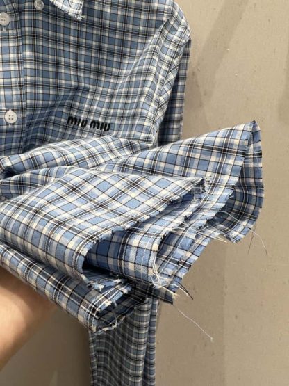 Replica Miu Miu Checked poplin shirt 2025 #6040 - Image 10