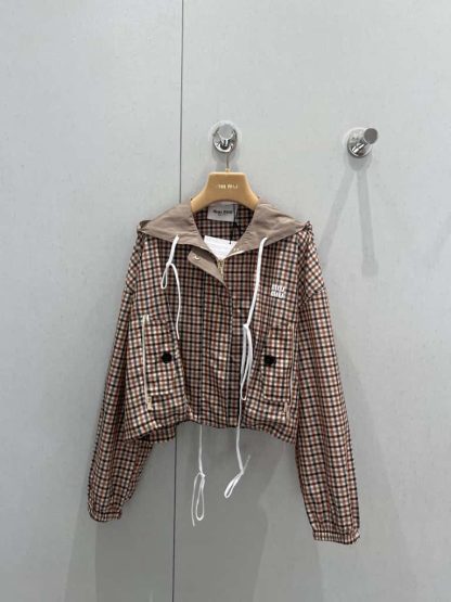 Replica Miu Miu Vichy check technical fabric blouson jacket 2025 #6038 - Image 9