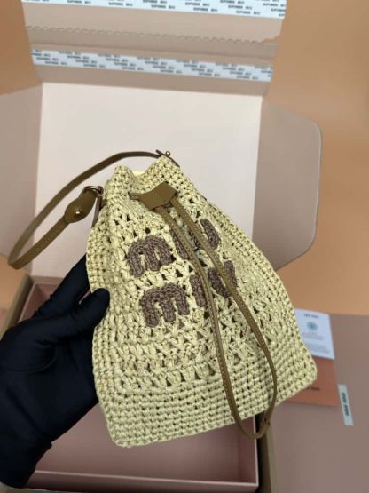 Replica Miu Miu Woven fabric mini-bag beige #6101 - Image 9