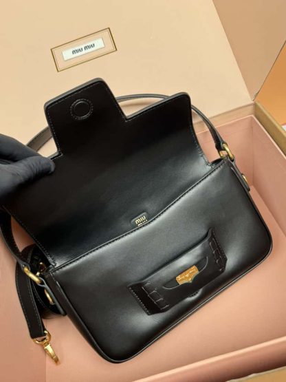 Replica Miu Miu Penny leather bag Black #6095 - Image 7