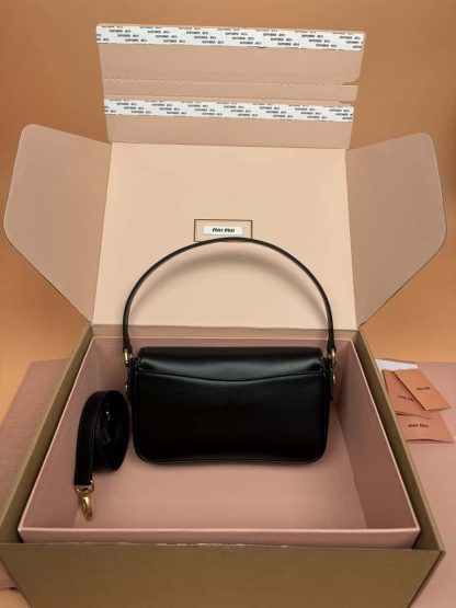 Replica Miu Miu Penny leather bag Black #6095 - Image 3