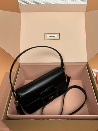 Replica Miu Miu Penny leather bag Black #6095 - Image 17