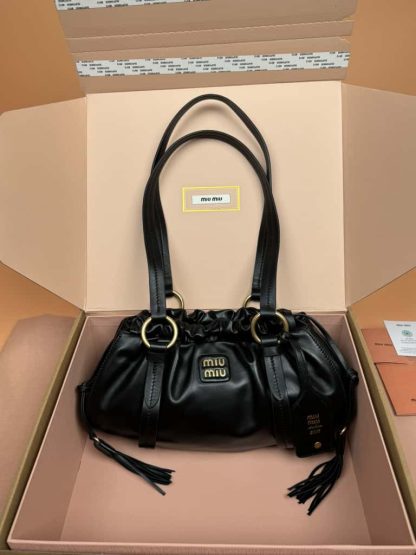 Replica Miu Miu Joie nappa leather bag black #6102 - Image 4